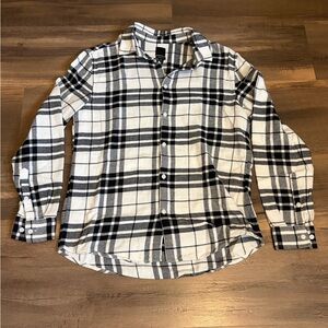 Mens H&M Black and White Plaid Button-Down Shirt Size Small